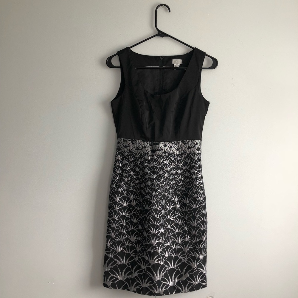H&M Cocktail Pencil Dress Black and Silver - Picture 2 of 8